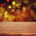 Christmas holiday background with empty wooden table for display montage Royalty Free Stock Photo