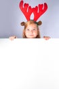 Christmas holiday background with funny girl