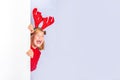 Christmas holiday background with funny girl