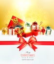 Christmas holiday background with presents and magic box. Royalty Free Stock Photo