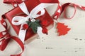 Christmas Holiday background with red and white theme gift