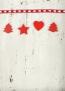 Christmas Holiday background with red and white theme wood decorations on white vintage wood Royalty Free Stock Photo