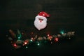 Christmas holiday background with Santa Claus and twinkle light