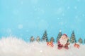 Christmas holiday background with Santa and decorations. Christmas landscape with gifts and snow. Merry christmas and happy new ye Royalty Free Stock Photo