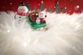 Christmas holiday background with Santa and decorations. Christmas landscape with gifts and snow. Merry christmas and happy new ye Royalty Free Stock Photo