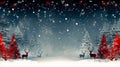 Christmas Holiday background with snow, fir tree and decorations. Royalty Free Stock Photo