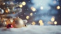 Christmas Holiday Background with Snow Fir Tree and Decorations AI Generated Royalty Free Stock Photo