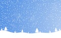 Christmas holiday background. Winter snow december landscape, white cold falling snowflake. Christmas tree on hill Royalty Free Stock Photo