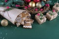 Christmas and holiday baking . Ginger cookies with decor Royalty Free Stock Photo