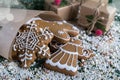 Christmas and holiday baking . Ginger cookies with decor Royalty Free Stock Photo