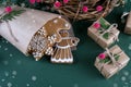 Christmas and holiday baking . Ginger cookies with decor Royalty Free Stock Photo