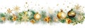 Christmas holiday banner white background with colored balls, golden stars, pine branches and Christmas decorations. Royalty Free Stock Photo