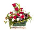 Christmas Holiday Bouquet in Basket Sleigh on white background Royalty Free Stock Photo