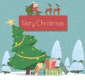 Christmas Holiday Cartoon of Vector Greeting Card