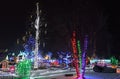 Christmas holiday colorful outdoor decorated light scenes of trees