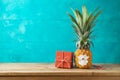 Christmas holiday concept with pineapple as alternative Christm Royalty Free Stock Photo
