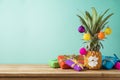 Christmas holiday concept with pineapple as alternative Christm Royalty Free Stock Photo