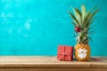 Christmas holiday concept with pineapple as alternative Christm Royalty Free Stock Photo