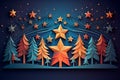 christmas holiday 3d papercut illustration generative ai