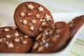 Christmas holiday dark chocolate cookies with white stars