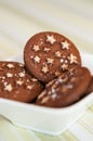 Christmas holiday dark chocolate cookies with white stars