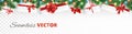 Christmas holiday decoration, seamless vector. Gift boxes with red ribbons. Christmas lights. Royalty Free Stock Photo