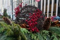 Christmas Holiday Decoration in a Planter along the Sidewalk in Downtown Chicago