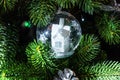 Christmas holiday decorations and toys on home Christmas tree.