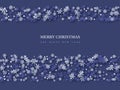 Christmas holiday design with paper cut style snowflakes. Dark blue background with greeting text, vector illustration. Royalty Free Stock Photo