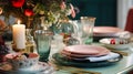Christmas holiday family breakfast, table setting decor and festive tablescape, English country and home styling Royalty Free Stock Photo