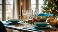 Christmas holiday family breakfast, table setting decor and festive tablescape, English country and home styling Royalty Free Stock Photo