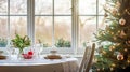 Christmas holiday family breakfast, table setting decor and festive tablescape, English country and home styling Royalty Free Stock Photo