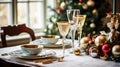 Christmas holiday family breakfast, table setting decor and festive tablescape, English country and home styling Royalty Free Stock Photo