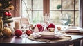 Christmas holiday family breakfast, table setting decor and festive tablescape, English country and home styling Royalty Free Stock Photo