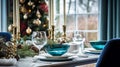 Christmas holiday family breakfast, table setting decor and festive tablescape, English country and home styling Royalty Free Stock Photo