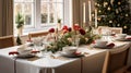 Christmas holiday family breakfast, table setting decor and festive tablescape, English country and home styling Royalty Free Stock Photo