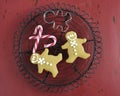 Christmas holiday festive baking with gingerbread men cookies Royalty Free Stock Photo