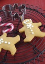 Christmas holiday festive baking with gingerbread men cookies Royalty Free Stock Photo