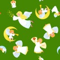 Christmas holiday flying angel in the sky with wings and golden trumpet like symbol Christian religion or new year