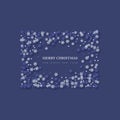 Christmas holiday frame with paper cut style snowflakes. Dark blue background with greeting text, vector illustration. Royalty Free Stock Photo