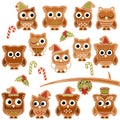 Christmas Holiday Gingerbread Cookie Owls in Vector Format