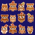 Christmas Holiday Gingerbread Cookie Owls in Vector Format