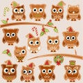 Christmas Holiday Gingerbread Cookie Owls in Vector Format