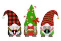 Christmas Holiday Gnomes With Drinks And Cake Clipart