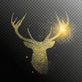 Christmas holiday gold glitter deer head transparent background