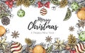 Christmas holiday hand drawign poster. Christmas greeting card