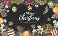 Christmas holiday hand drawign poster. Christmas greeting card