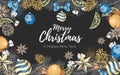 Christmas holiday hand drawign poster. Christmas greeting card