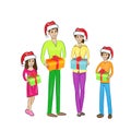 Christmas holiday happy family hold gift box wear