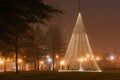 Christmas Holiday lights in park Atlanta downtown city